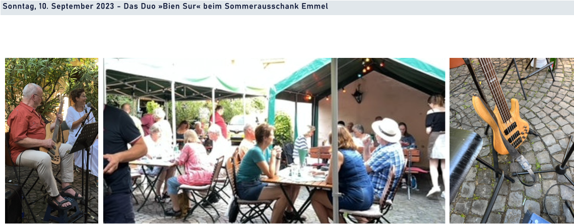 Sonntag, 10. September 2023 - Das Duo »Bien Sur« beim Sommerausschank Emmel