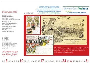Bierstadt-Kalender 2023 I Dezember-MGV I Buch-VorOrt Bierstadt I Die Bierstadter Bücherstube I Wiesbaden-Bierstadt